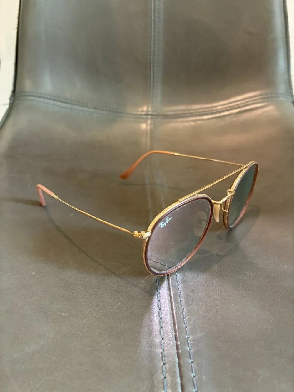 Ray Ban Round Double Bridge Sunglasses (Gold Frame) - Picture 11 of 12